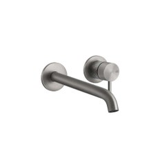 Immagine di Gessi 316 INTRECCIO miscelatore lavabo a parete bocca lunghezza personalizzata senza scarico, finitura steel brushed 54189#239
