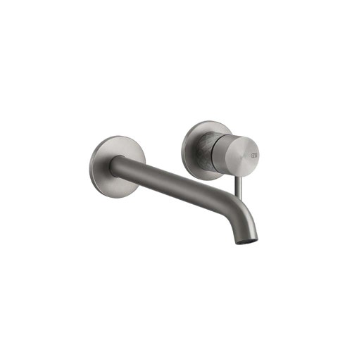 Immagine di Gessi 316 INTRECCIO miscelatore lavabo a parete bocca lunghezza personalizzata senza scarico, finitura steel brushed 54189#239