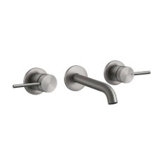 Immagine di Gessi 316 INTRECCIO gruppo lavabo a parete 3 fori bocca lunga senza scarico, finitura steel brushed 54194#239