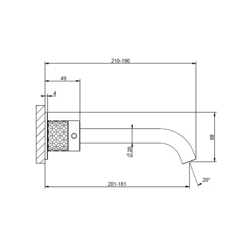 Immagine di Gessi 316 INTRECCIO gruppo lavabo a parete 3 fori bocca lunga senza scarico, finitura steel brushed 54194#239