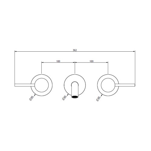 Immagine di Gessi 316 INTRECCIO gruppo lavabo a parete 3 fori bocca lunga senza scarico, finitura steel brushed 54194#239