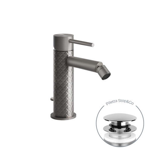 Immagine di Gessi 316 INTRECCIO miscelatore bidet con scarico e flessibili di collegamento, finitura steel brushed 54107#239