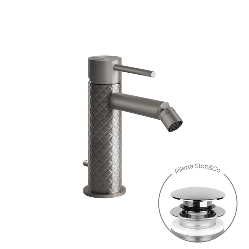 Immagine di Gessi 316 INTRECCIO miscelatore bidet con scarico e flessibili di collegamento, finitura steel brushed 54107#239