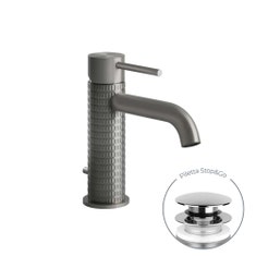 Immagine di Gessi 316 MECCANICA miscelatore monocomando per lavabo H.16 cm, con piletta Stop&Go, finitura steel brushed 54201#239