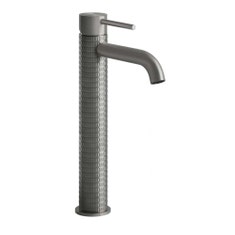 Immagine di Gessi 316 MECCANICA miscelatore lavabo alto bocca corta senza scarico con flessibili di collegamento, finitura steel brushed 54209#239