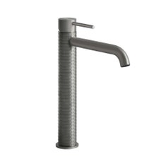Immagine di Gessi 316 MECCANICA miscelatore lavabo alto bocca lunga senza scarico con flessibili di collegamento, finitura steel brushed 54206#239