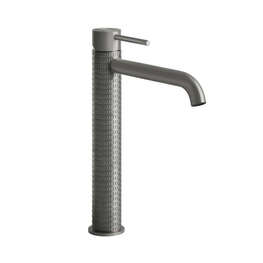 Immagine di Gessi 316 MECCANICA miscelatore lavabo alto bocca lunga senza scarico con flessibili di collegamento, finitura steel brushed 54206#239