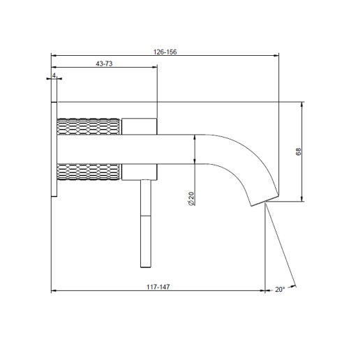 Immagine di Gessi 316 MECCANICA miscelatore lavabo a parete bocca media senza scarico, finitura steel brushed 54288#239