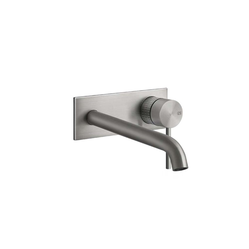Immagine di Gessi 316 MECCANICA miscelatore lavabo a parete bocca lunga senza scarico, finitura steel brushed 54290#239