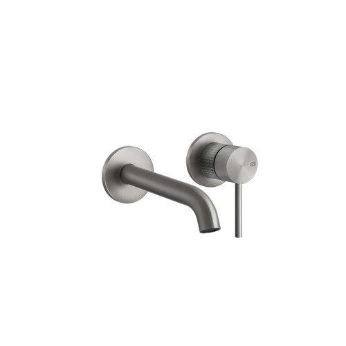 Immagine di Gessi 316 MECCANICA miscelatore lavabo a parete bocca media senza scarico, finitura steel brushed 54283#239