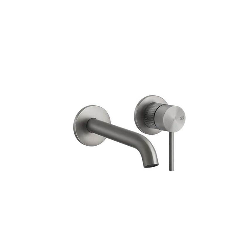 Immagine di Gessi 316 MECCANICA miscelatore lavabo a parete bocca media senza scarico, finitura steel brushed 54283#239