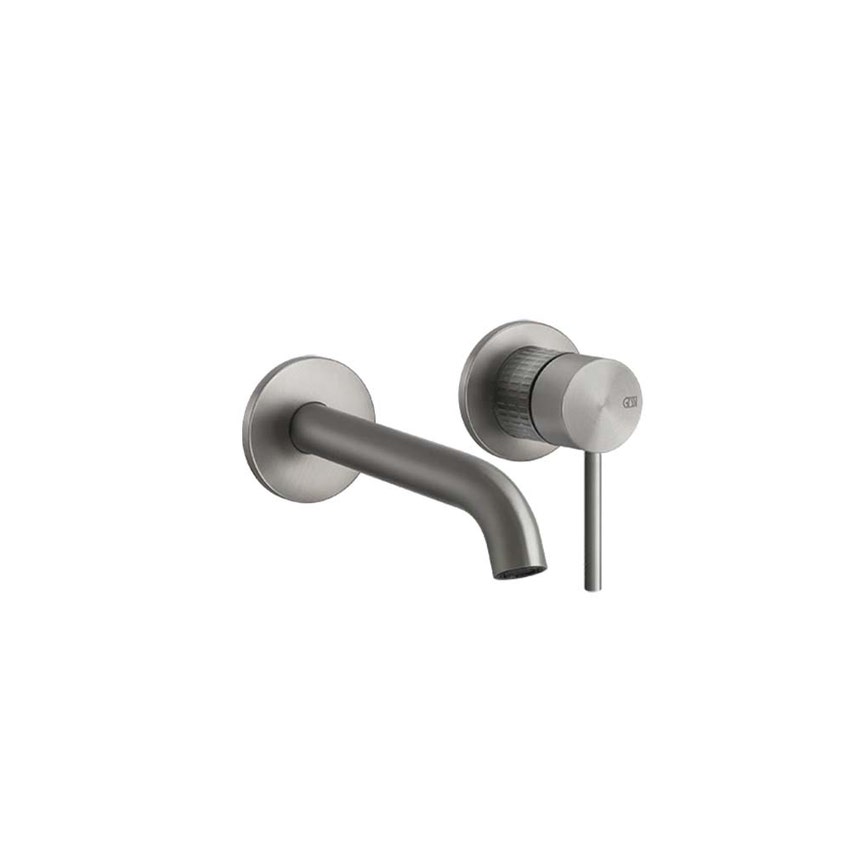 Immagine di Gessi 316 MECCANICA miscelatore lavabo a parete bocca lunga senza scarico, finitura steel brushed 54286#239