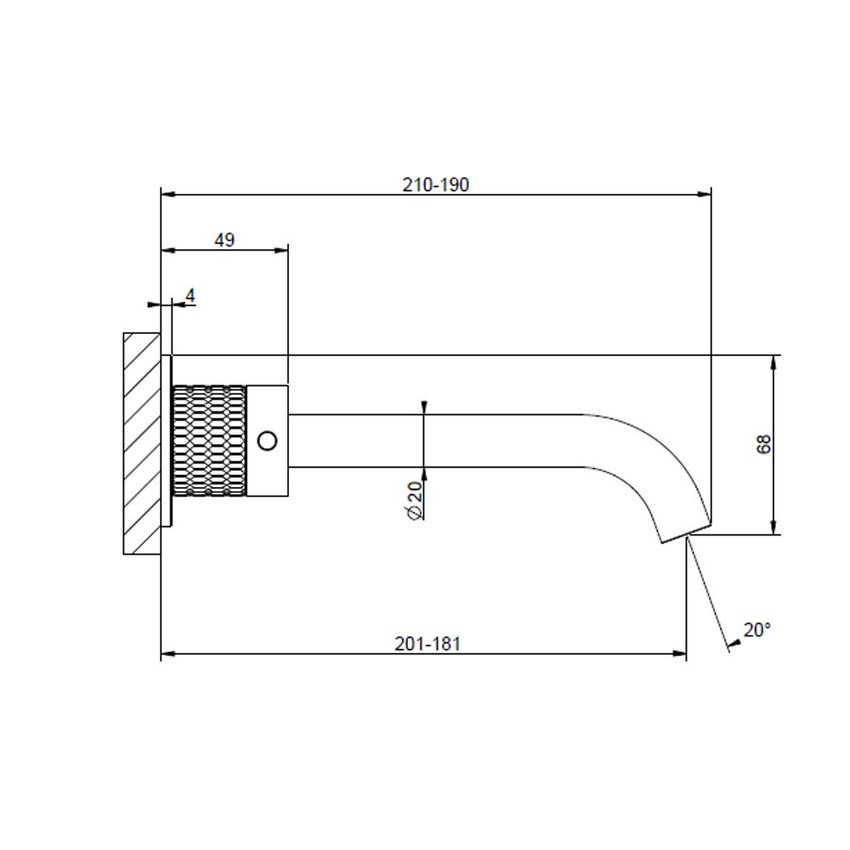 Immagine di Gessi 316 MECCANICA gruppo lavabo a parete 3 fori bocca lunga senza scarico, finitura steel brushed 54294#239