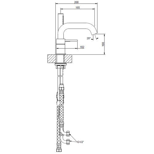 Immagine di Gessi 316 gruppo bordo vasca 4 fori con bocca di erogazione, deviatore, flessibile 1,50 m e doccetta anticalcare, finitura steel brushed 54037#239