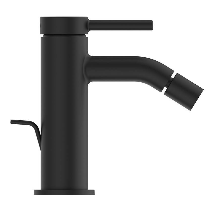 Immagine di Ideal Standard CERALINE miscelatore monocomando H.14 cm per bidet, con asta di comando e scarico piletta da 1-1/4", colore nero finitura opaco BD765XG