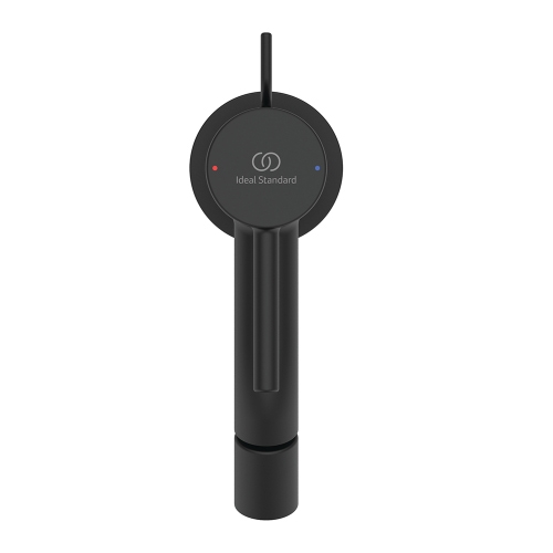 Immagine di Ideal Standard CERALINE miscelatore monocomando H.14 cm per bidet, con asta di comando e scarico piletta da 1-1/4", colore nero finitura opaco BD765XG