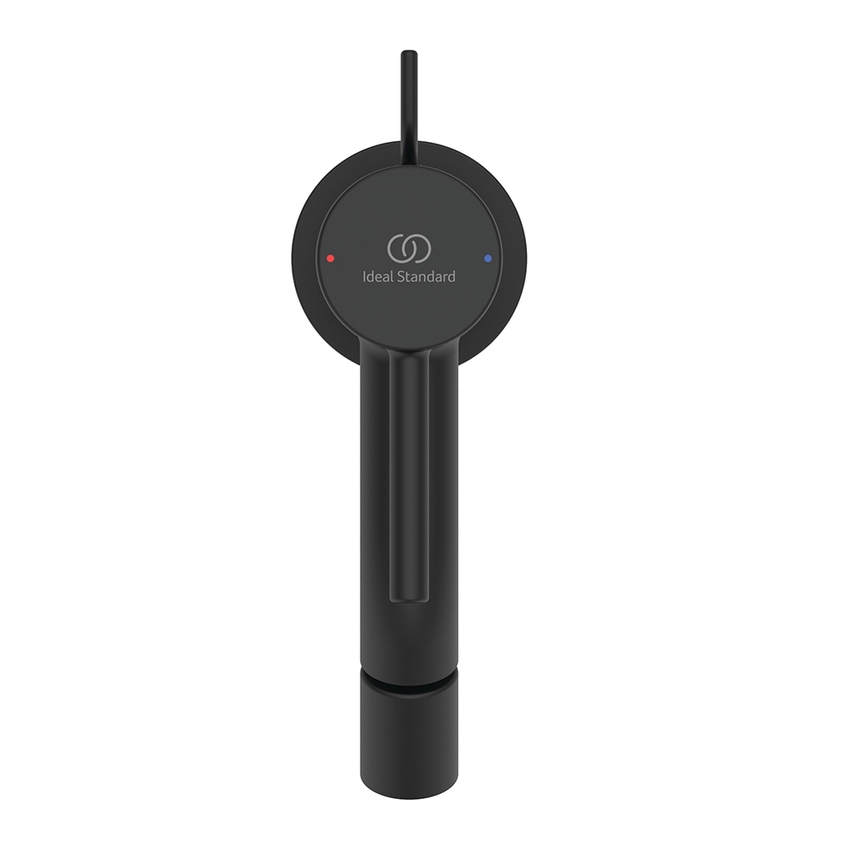 Immagine di Ideal Standard CERALINE miscelatore monocomando H.14 cm per bidet, con asta di comando e scarico piletta da 1-1/4", colore nero finitura opaco BD765XG