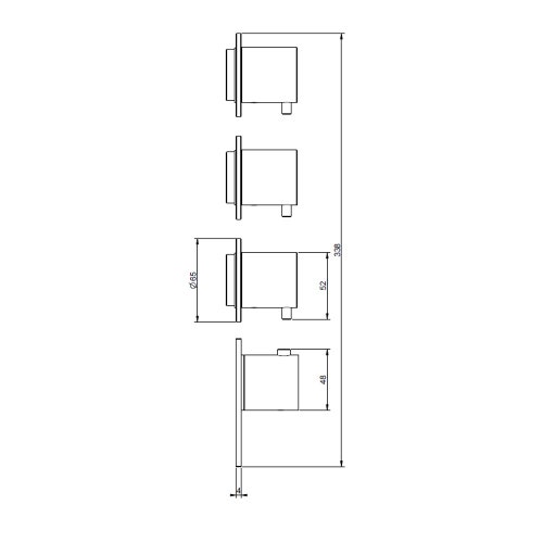 Immagine di Gessi 316 SHOWER miscelatore termostatico alta portata a parete 3 uscite indipendenti, installazione verticale/orizzontale, finitura cromo 54506#239
