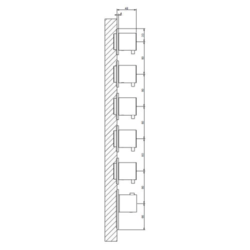 Immagine di Gessi 316 SHOWER miscelatore termostatico alta portata a parete 5 uscite indipendenti, installazione verticale/orizzontale, finitura cromo 54510#239