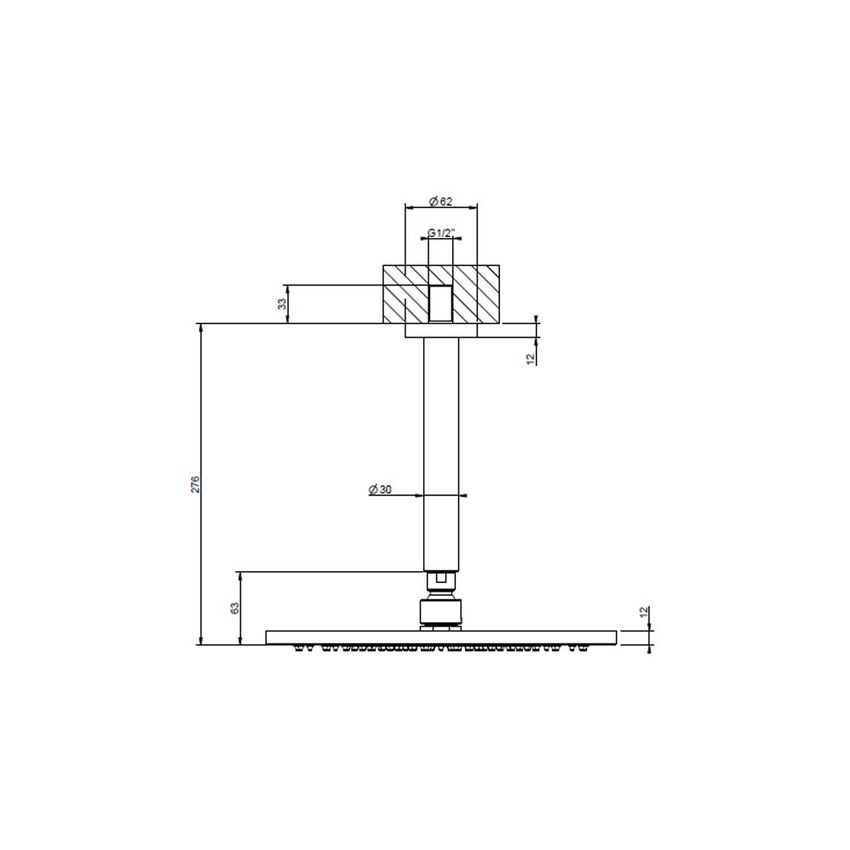 Immagine di Gessi SHOWER braccio doccia con soffione a soffitto, Ø 30 cm, finitura steel brushed 54146#239