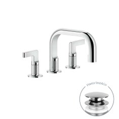 Immagine di Gessi INCISO- gruppo lavabo H.15 cm, tre fori, con piletta Stop&Go e flessibili di collegamento, finitura cromo 58011#031