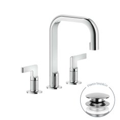 Immagine di Gessi INCISO- gruppo lavabo H.24 cm, tre fori, con piletta Stop&Go e flessibili di collegamento, finitura black metal brushed PVD 58013#031