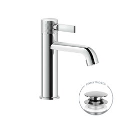 Immagine di Gessi INCISO- miscelatore lavabo H.20 cm, con scarico e flessibili di collegamento, finitura cromo 58001#031