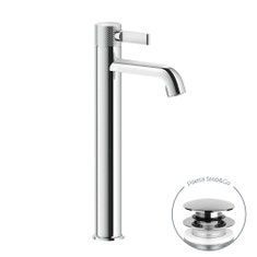 Immagine di Gessi INCISO- miscelatore lavabo H.34 cm, con piletta Stop&Go e flessibili di collegamento, finitura cromo 58003#031