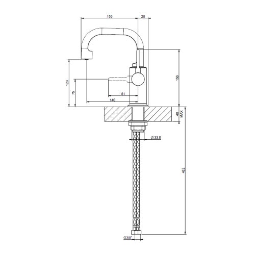 Immagine di Gessi INCISO- miscelatore lavabo senza scarico con flessibili di collegamento, finitura cromo 58009#031