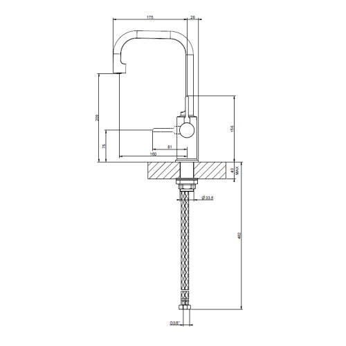 Immagine di Gessi INCISO- miscelatore lavabo alto senza scarico con flessibili di collegamento, finitura cromo 58006#031