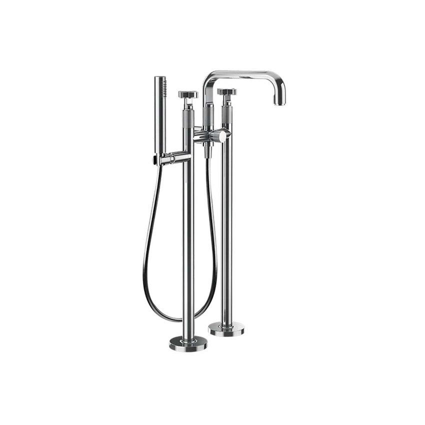 Immagine di Gessi INCISO+ piantana esterno vasca, con doccetta e deviatore automatico, finitura cromo 58129#031