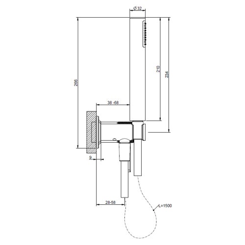 Immagine di Gessi INCISO SHOWER miscelatore doccia a parete 2 vie con deviatore, presa acqua e supporto doccetta, finitura cromo 58345#031