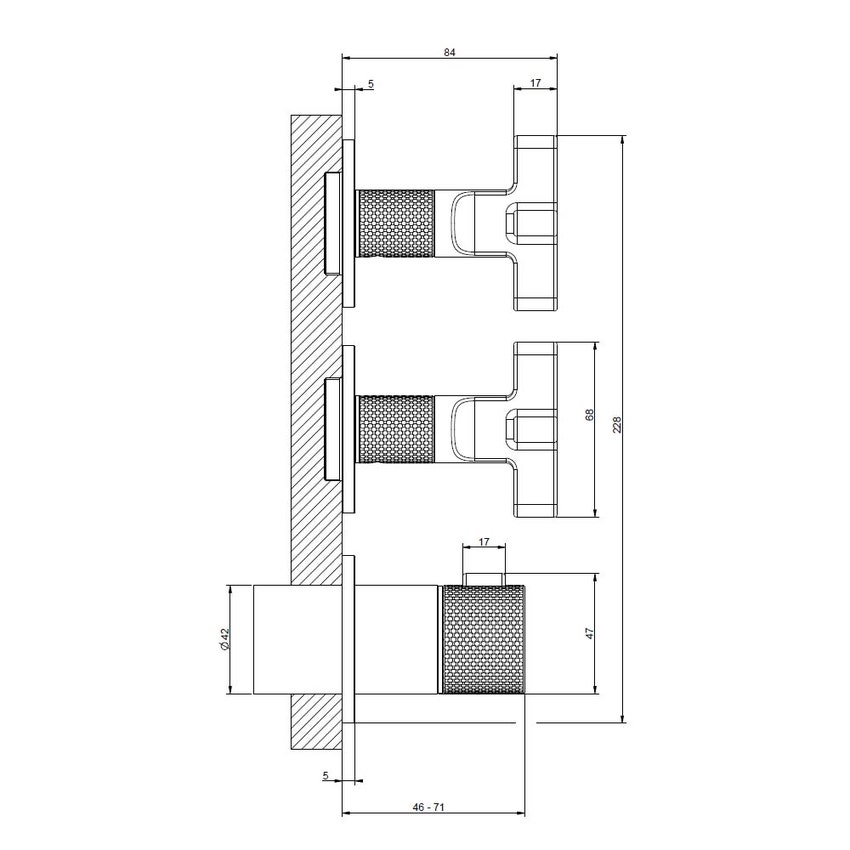 Immagine di Gessi INCISO SHOWER miscelatore termostatico a parete 2 uscite indipendenti. Installazione verticale/orizzontale, finitura cromo 58434#031