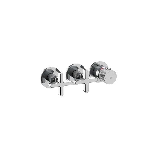 Immagine di Gessi INCISO SHOWER miscelatore termostatico a parete 2 uscite indipendenti. Installazione verticale/orizzontale, finitura cromo 58434#031