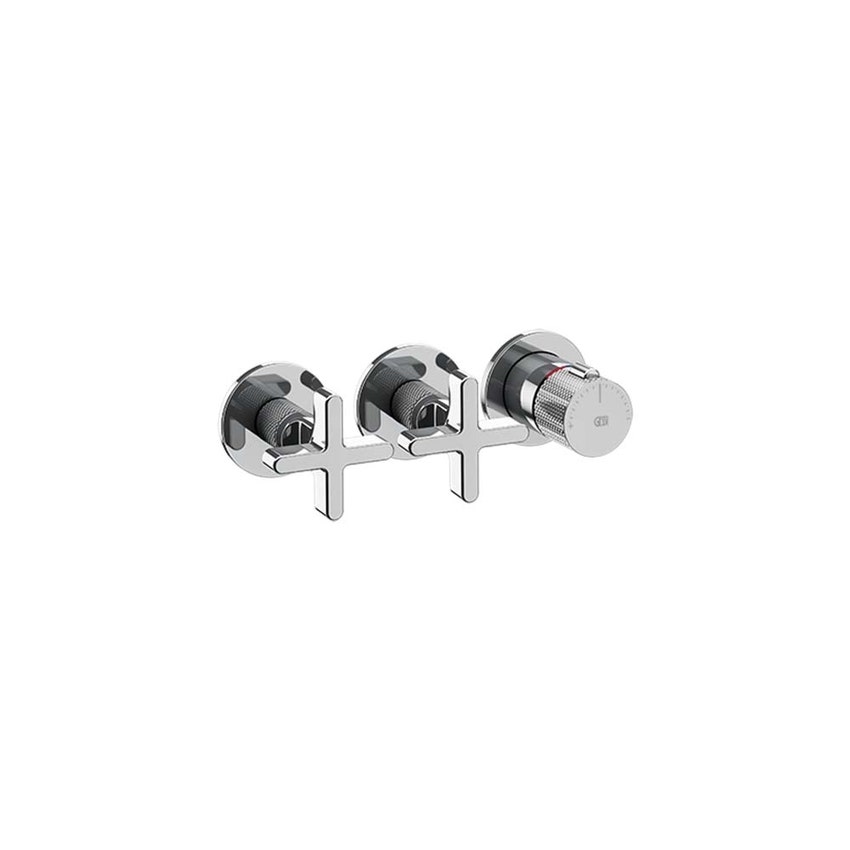 Immagine di Gessi INCISO SHOWER miscelatore termostatico a parete 2 uscite indipendenti. Installazione verticale/orizzontale, finitura cromo 58434#031