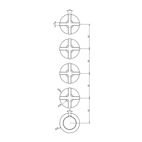 Immagine di Gessi INCISO SHOWER miscelatore termostatico a parete 4 uscite indipendenti. Installazione verticale/orizzontale, finitura cromo 58438#031