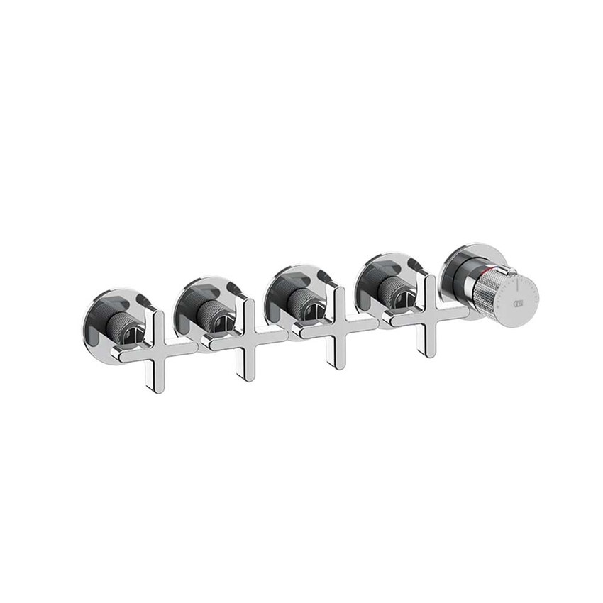 Immagine di Gessi INCISO SHOWER miscelatore termostatico a parete 4 uscite indipendenti. Installazione verticale/orizzontale, finitura cromo 58438#031