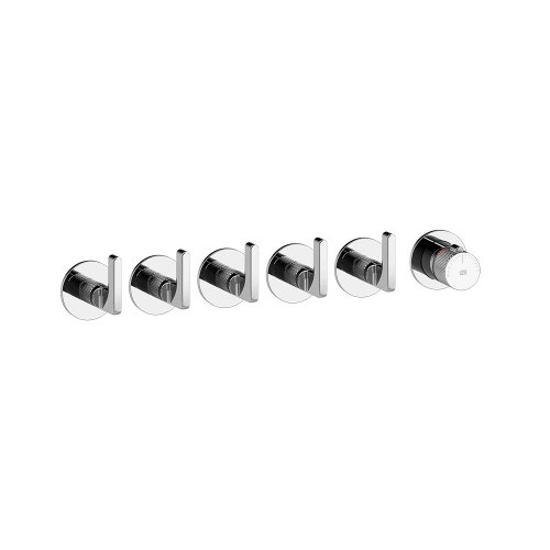 Immagine di Gessi INCISO SHOWER miscelatore termostatico a parete 5 uscite indipendenti. Installazione verticale/orizzontale, finitura cromo 58340#031