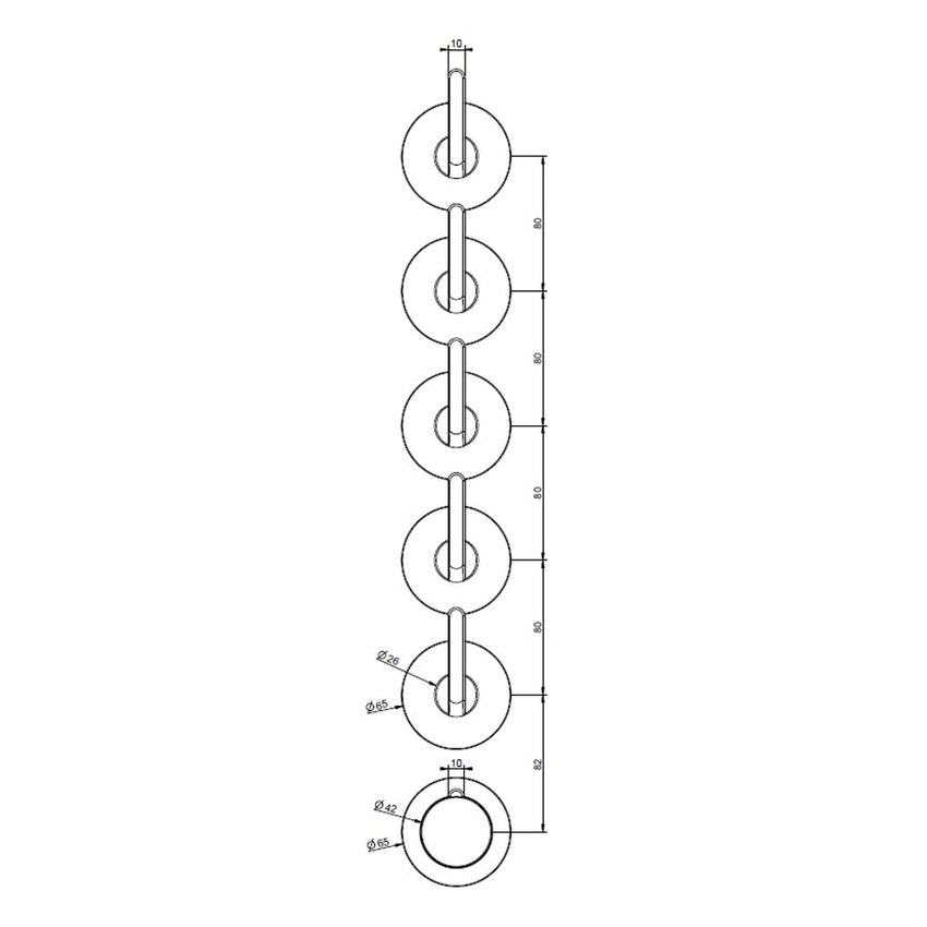 Immagine di Gessi INCISO SHOWER miscelatore termostatico a parete 5 uscite indipendenti. Installazione verticale/orizzontale, finitura cromo 58340#031