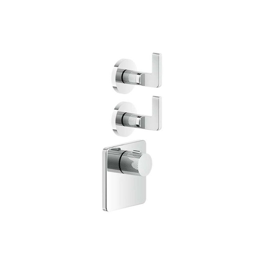 Immagine di Gessi INCISO SHOWER miscelatore termostatico alta portata a parete 2 uscite indipendenti, installazione verticale/orizzontale, finitura cromo 58214#031