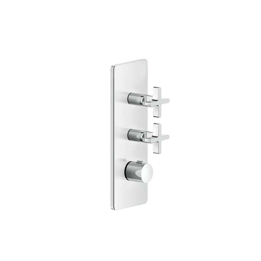 Immagine di Gessi INCISO SHOWER miscelatore termostatico alta portata a parete 2 uscite indipendenti, installazione verticale/orizzontale, finitura cromo 58224#031