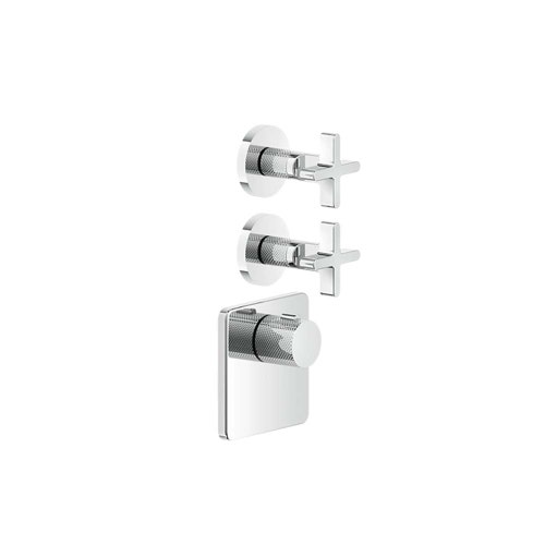 Immagine di Gessi INCISO SHOWER miscelatore termostatico alta portata a parete 2 uscite indipendenti, installazione verticale/orizzontale, finitura cromo 58344#031