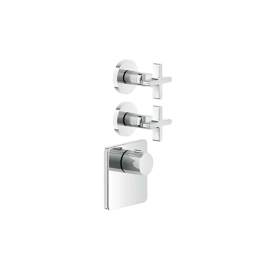 Immagine di Gessi INCISO SHOWER miscelatore termostatico alta portata a parete 2 uscite indipendenti, installazione verticale/orizzontale, finitura cromo 58344#031