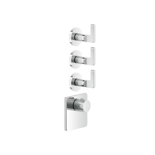 Immagine di Gessi INCISO SHOWER miscelatore termostatico alta portata a parete 3 uscite indipendenti, installazione verticale/orizzontale, finitura cromo 58216#031