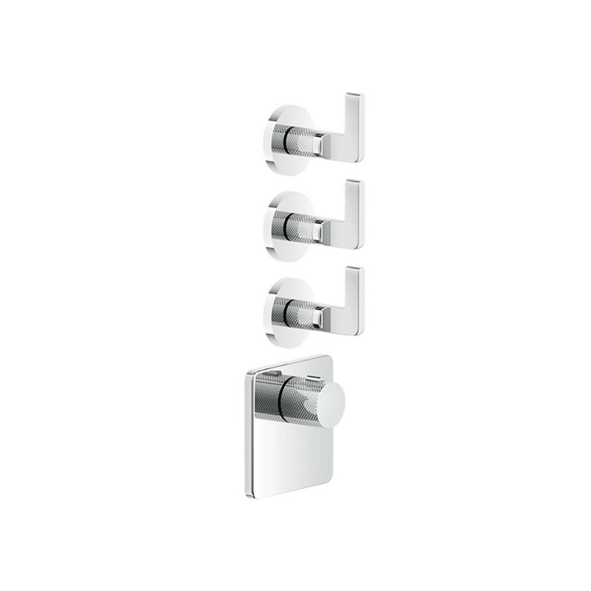 Immagine di Gessi INCISO SHOWER miscelatore termostatico alta portata a parete 3 uscite indipendenti, installazione verticale/orizzontale, finitura cromo 58216#031
