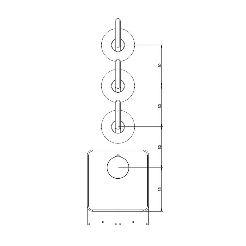 Immagine di Gessi INCISO SHOWER miscelatore termostatico alta portata a parete 3 uscite indipendenti, installazione verticale/orizzontale, finitura cromo 58216#031