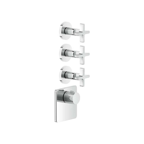 Immagine di Gessi INCISO SHOWER miscelatore termostatico alta portata a parete 3 uscite indipendenti, installazione verticale/orizzontale, finitura cromo 58346#031