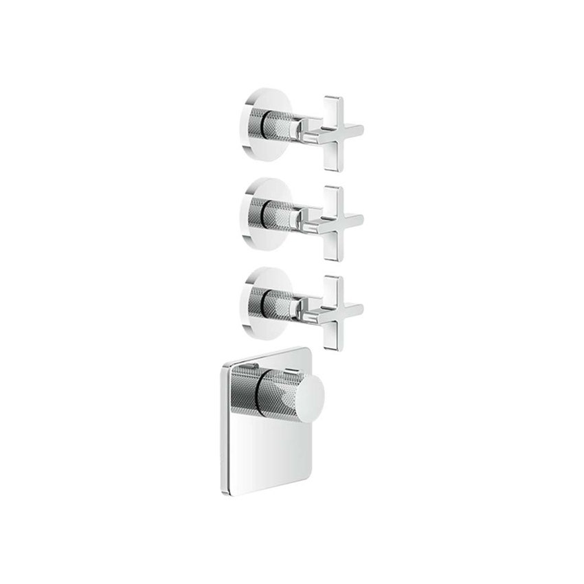 Immagine di Gessi INCISO SHOWER miscelatore termostatico alta portata a parete 3 uscite indipendenti, installazione verticale/orizzontale, finitura cromo 58346#031