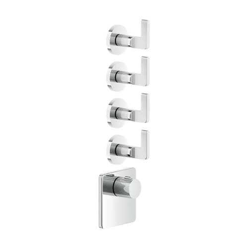 Immagine di Gessi INCISO SHOWER miscelatore termostatico alta portata a parete 4 uscite indipendenti, installazione verticale/orizzontale, finitura cromo 58218#031