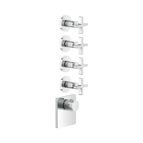Immagine di Gessi INCISO SHOWER miscelatore termostatico alta portata a parete 4 uscite indipendenti, installazione verticale/orizzontale, finitura cromo 58348#031